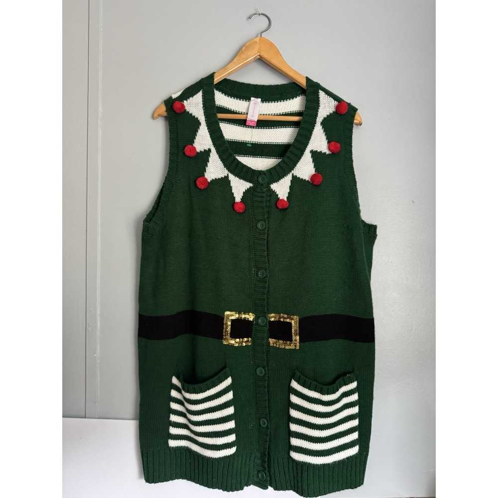 Women's christmas sleeveless elf sweater 2X